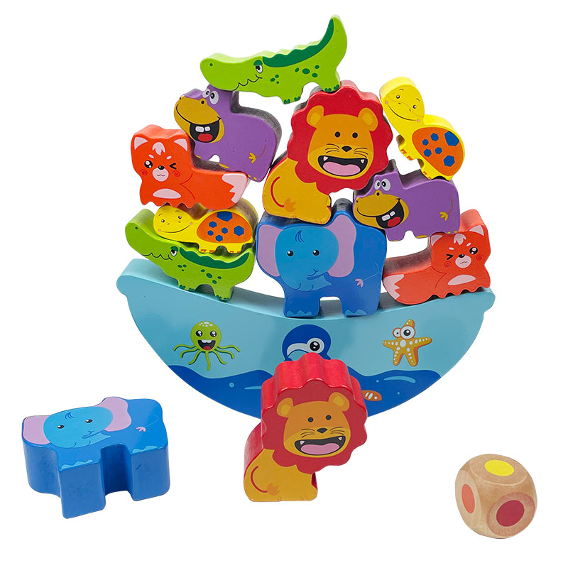 Stackimals – Wooden Animal Stacking Game for Kids Ages 3+ – Enhances Balance and Coordination Skills